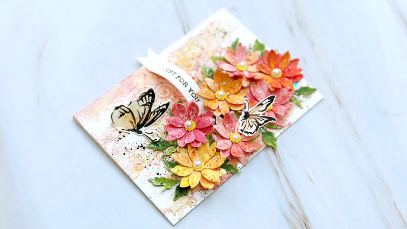 Rustic Spring Watercolor Floral Card with Dimension