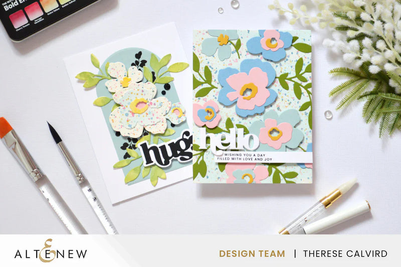 Create Modern Watercolor Splatter Cards: 2 Floral Designs
