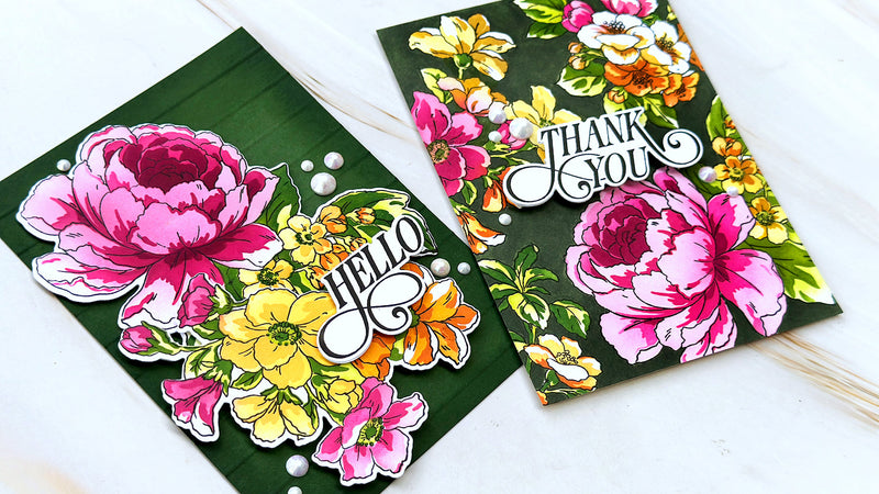 Spring Floral Cards: Die-Cut vs Stamped Background Look