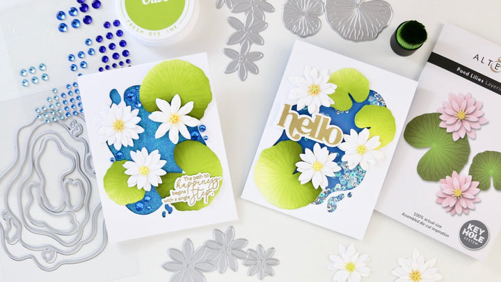 The photo shows the two finished cards 