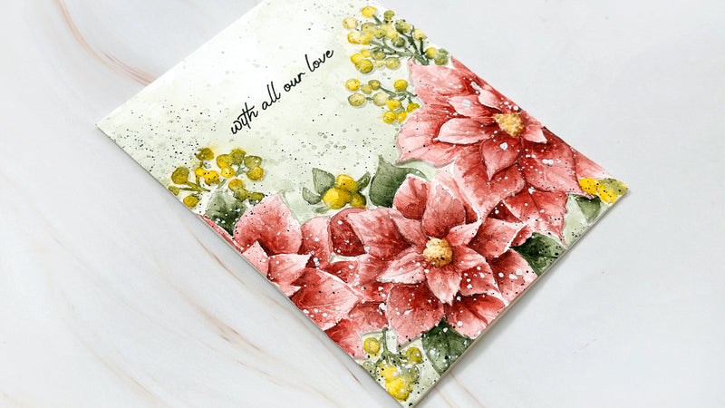 Easy Watercoloring on 3D Embossed Florals | Winterberry Poinsettias Card Tutorial