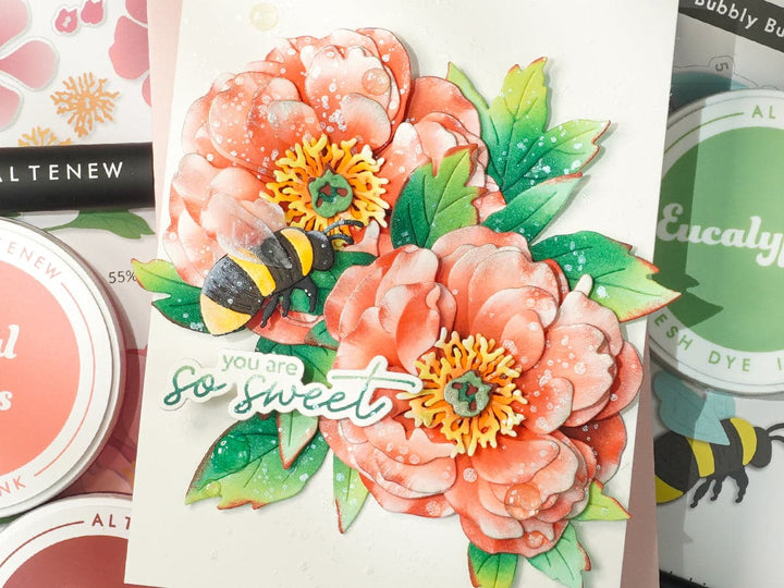 vibrant peony card with Altenew