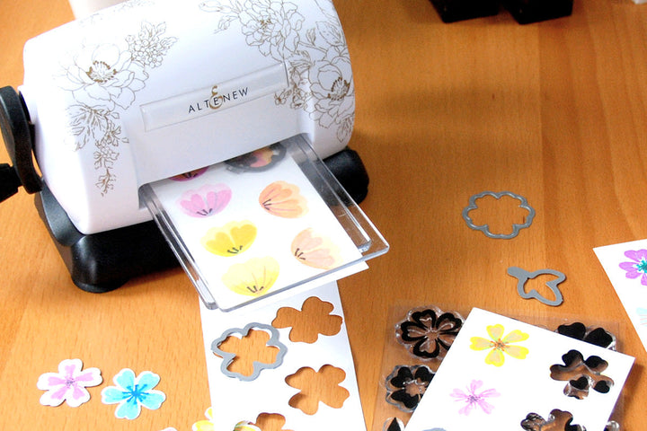 Die cut flowers made with the Altenew Mini Blossoms Die Cutting Machine