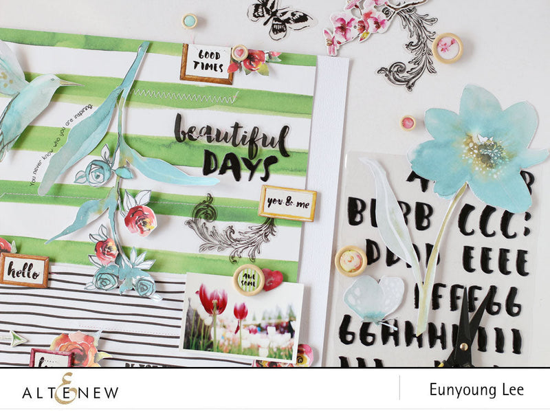 A Spring Theme Layout with Reflection Scrapbook Collection