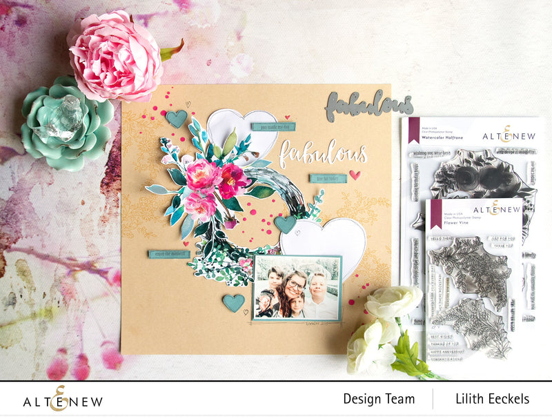 Quick Scrapbook Layout with Subtle Flower Vine Background