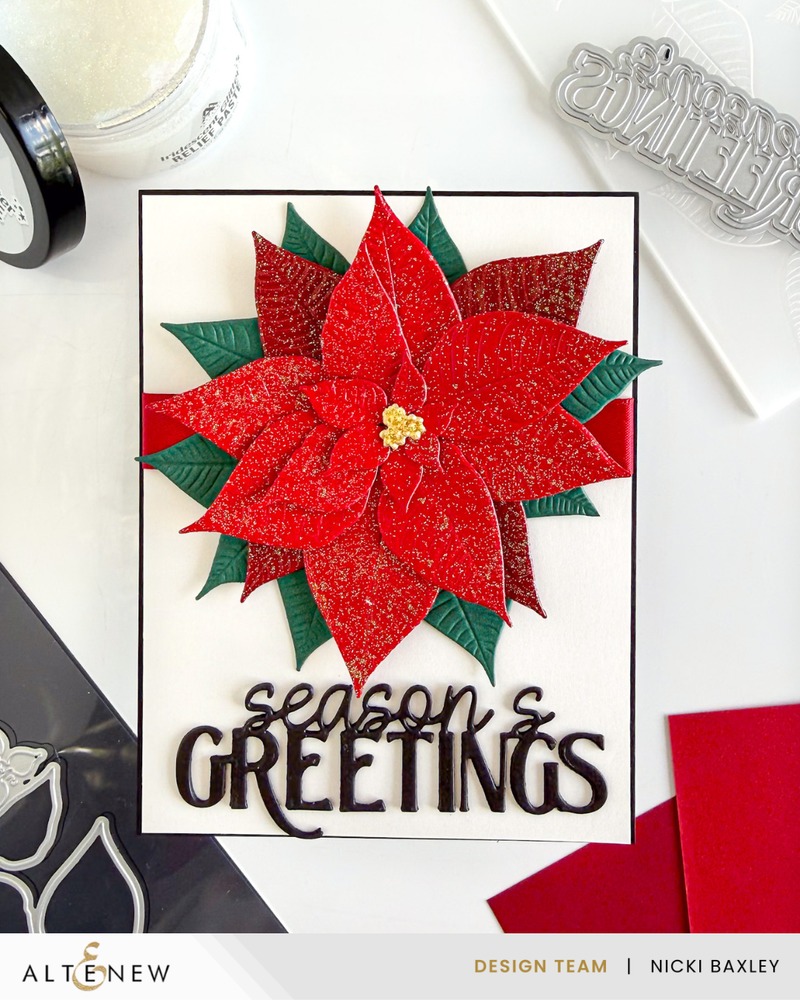 Make Your Own Glitter Cardstock for a Stunning 3D Poinsettia Christmas Card