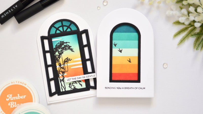 Shaped Cards with a Retro Window Scene Twist