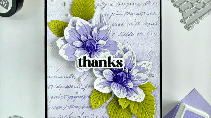 Mixed Media Floral Card with Press Plates + Relief Paste
