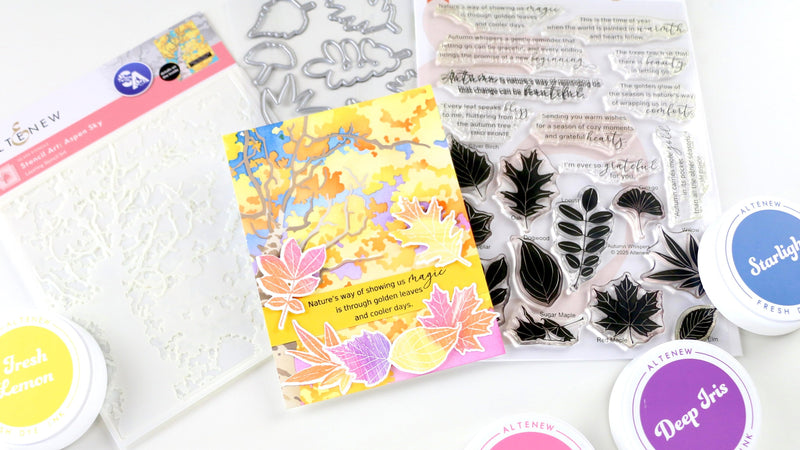 One stencil set, four seasons = four cards!