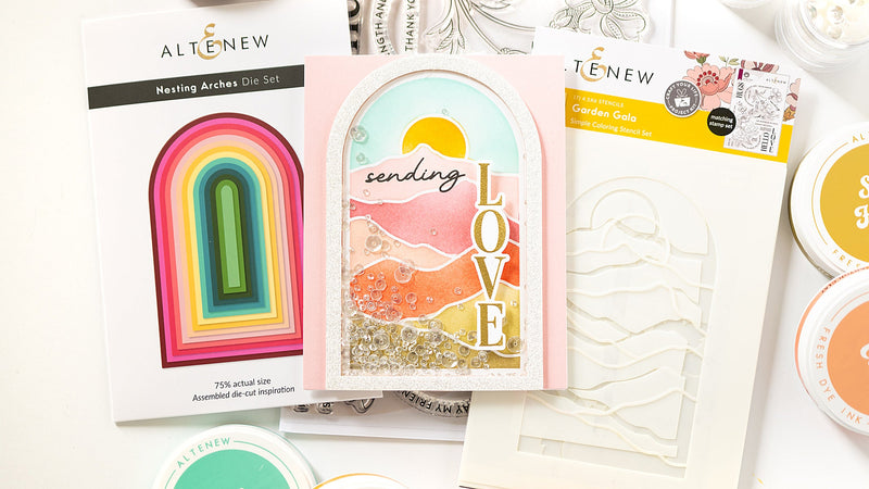Light & Airy Ink Blended Shaker Card with Nesting Arches