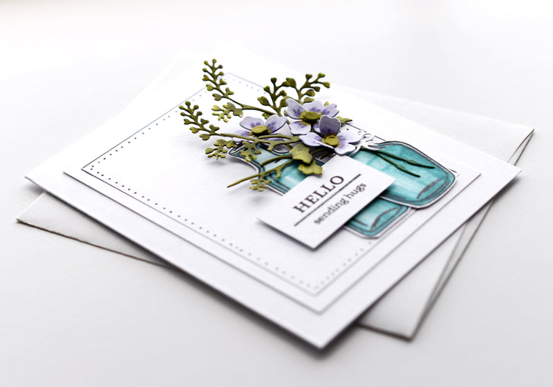CAS Hello Card Using Mini Delight: Apothecary Garden Stamp & Die Set