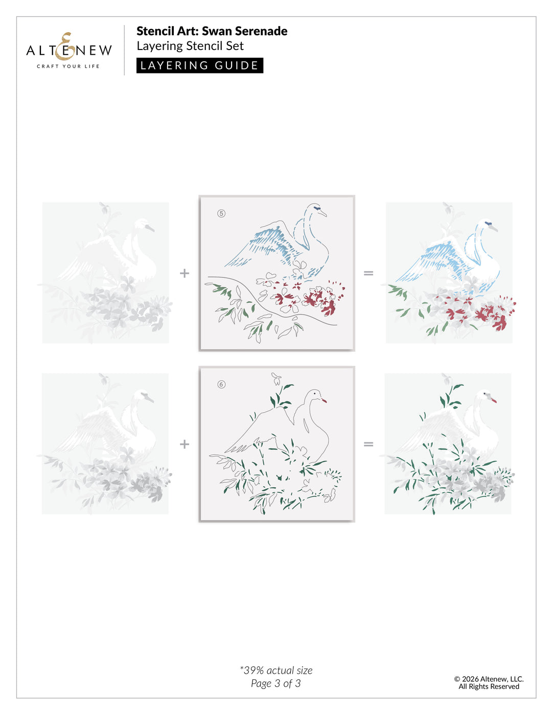 Stencil Art: Swan Serenade Layering Stencil Set (6 in 1) - Altenew