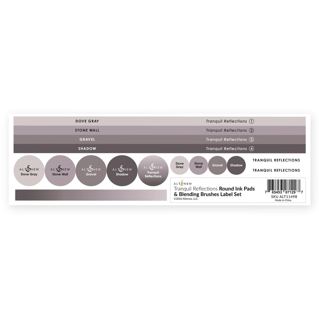 Round Ink Pads & Blending Brushes Label Set - Tranquil Reflections