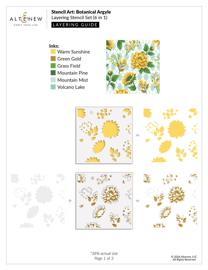 Stencil Art: Botanical Argyle Layering Stencil Set (6 in 1)