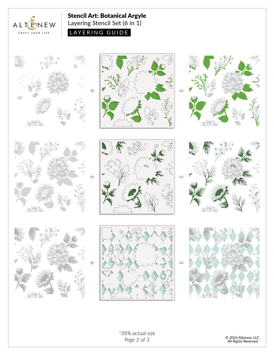Stencil Art: Botanical Argyle Layering Stencil Set (6 in 1)