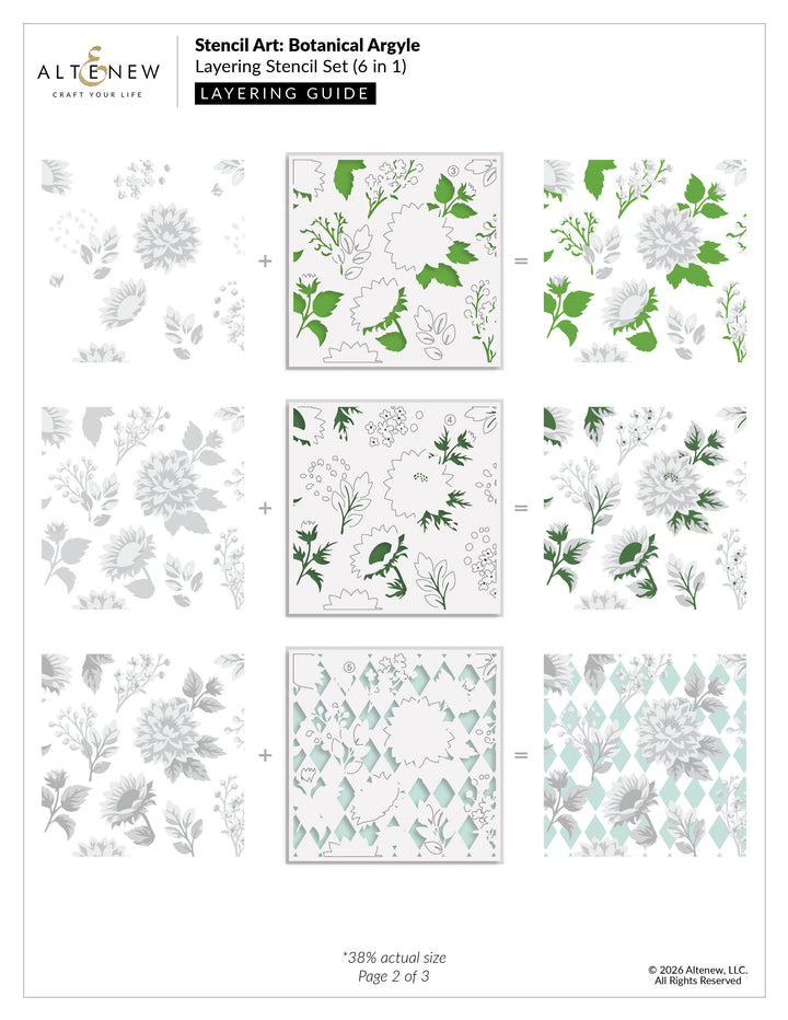 Stencil Art: Botanical Argyle Layering Stencil Set (6 in 1)