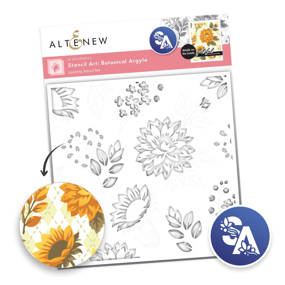 Stencil Art: Botanical Argyle Layering Stencil Set (6 in 1)
