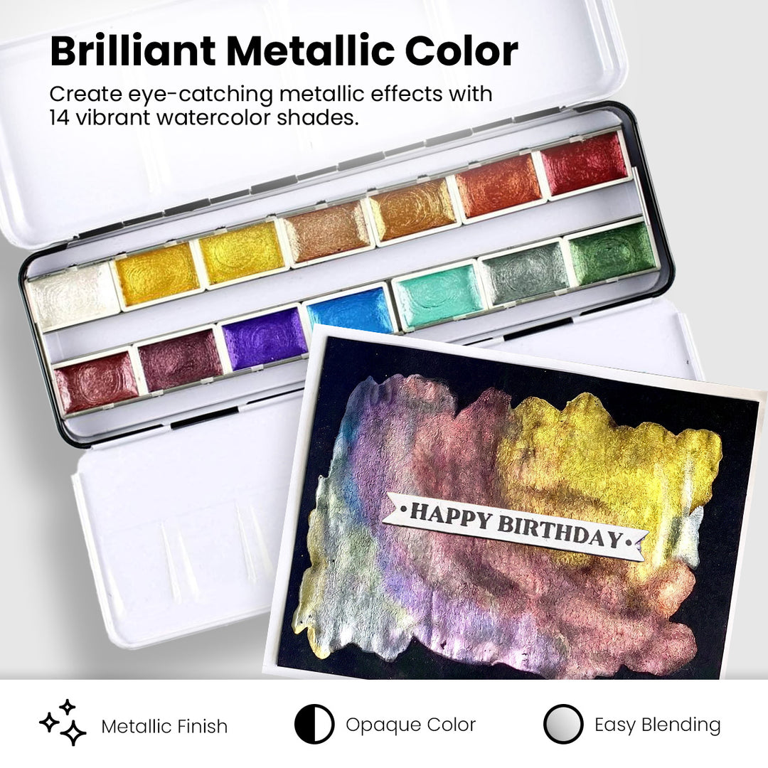 Metallic Watercolor 14 Pan Set