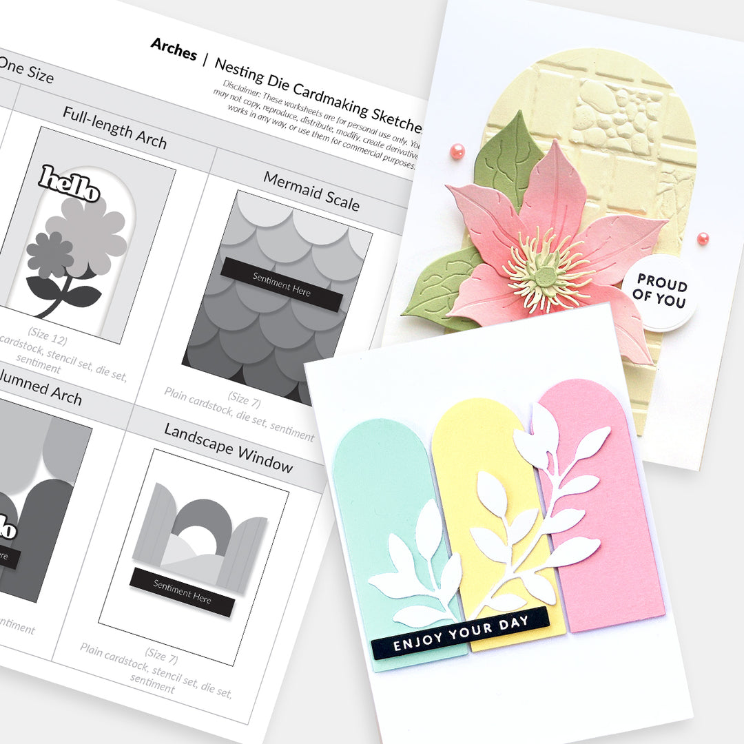 Printable Nesting Card Sketches: Arches - Altenew