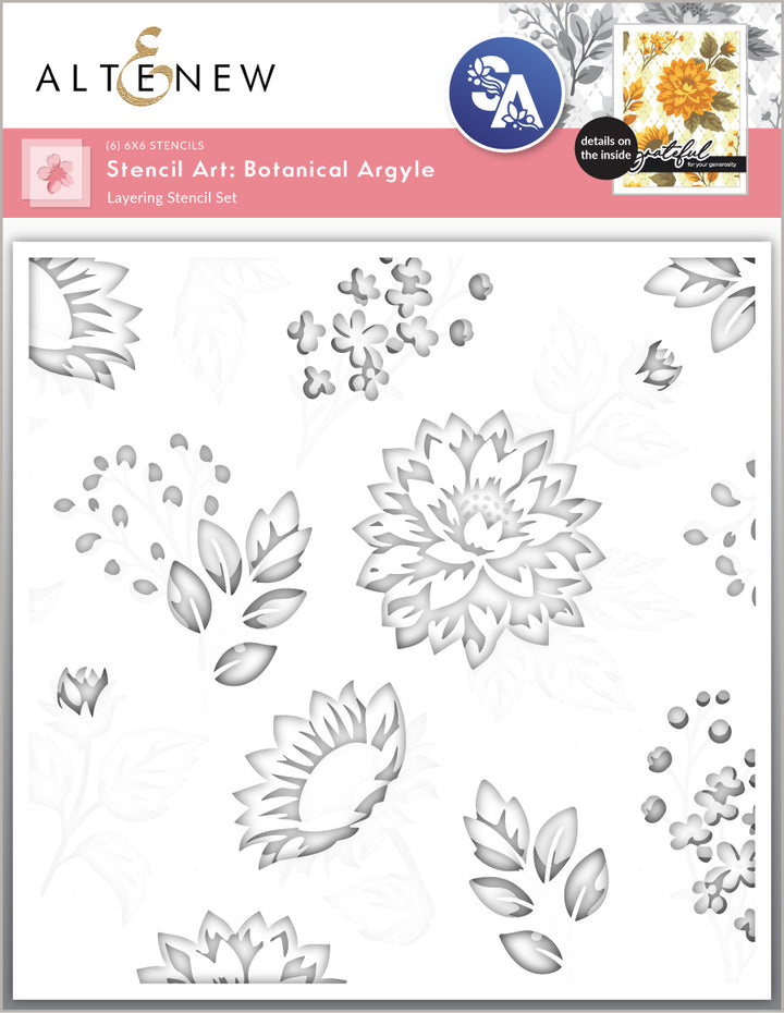 Stencil Art: Botanical Argyle Layering Stencil Set (6 in 1)