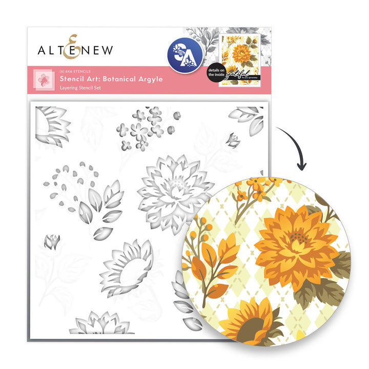Stencil Art: Botanical Argyle Layering Stencil Set (6 in 1)