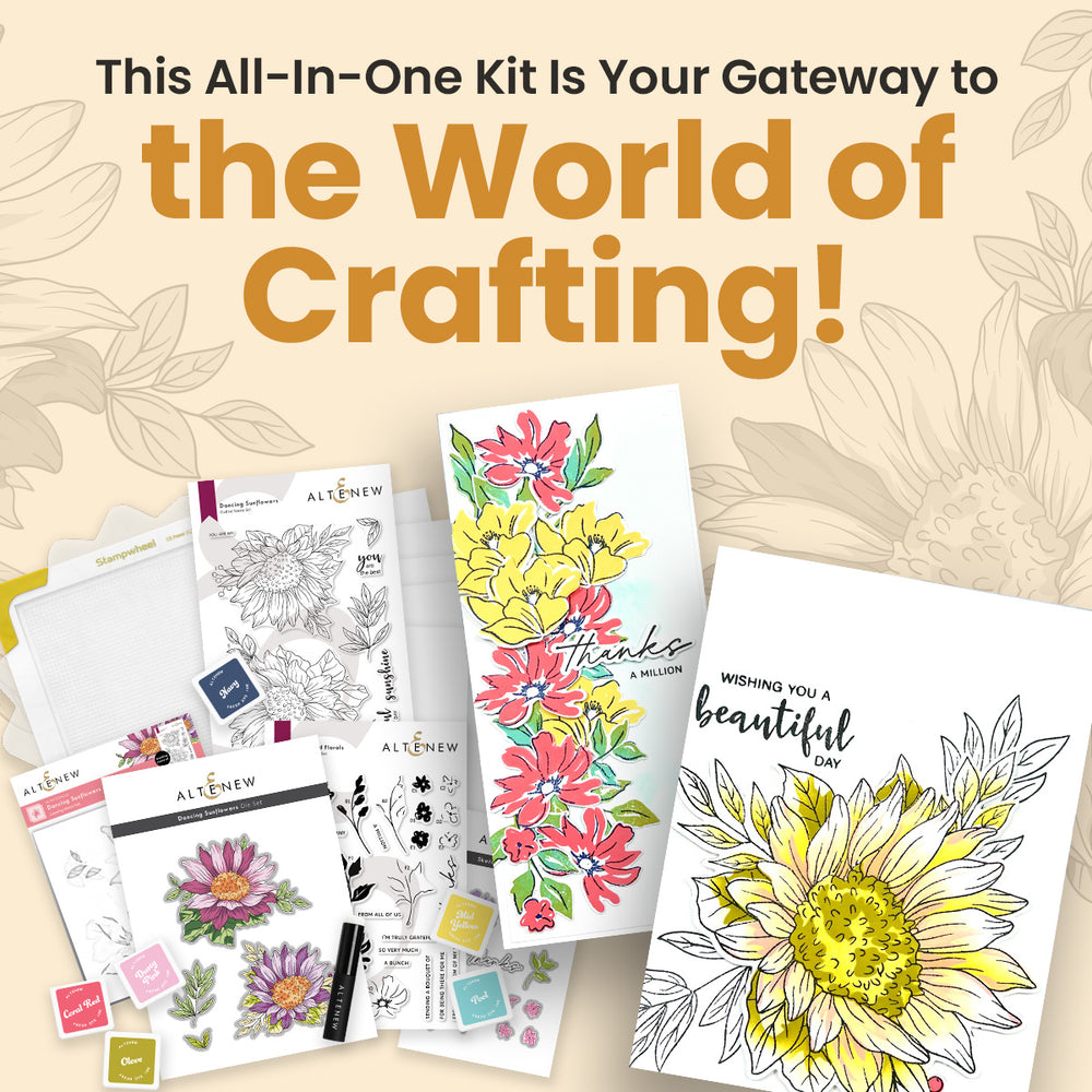 The Complete Cardmaking System kit contents laid out