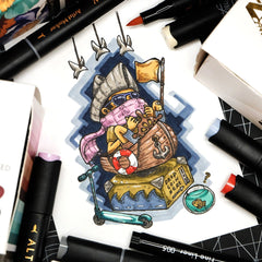 Artist Alcohol Markers Set D & Botanical Elegance Alcohol Marker Coloring Sheets Bundle
