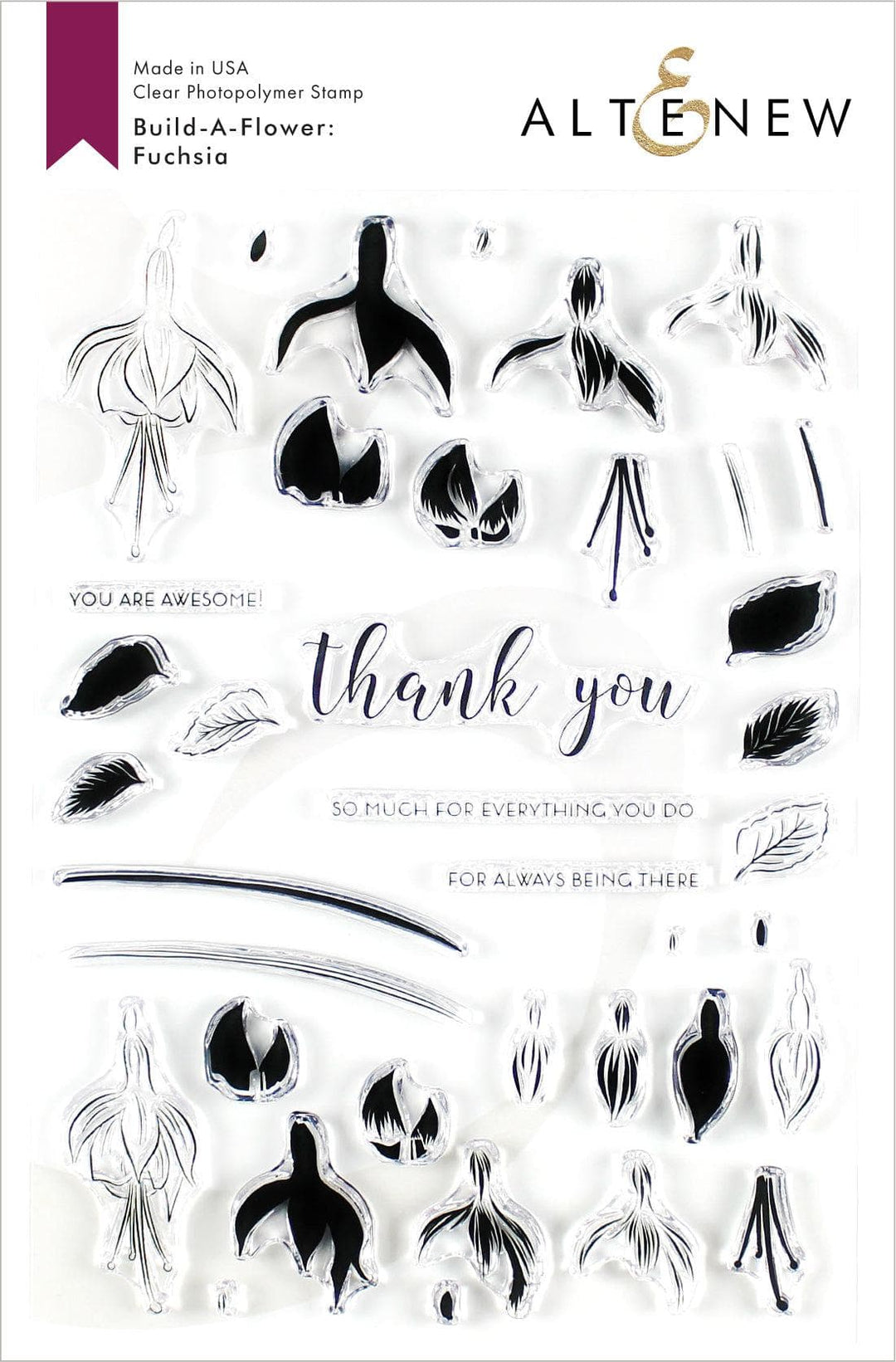 Altenew Build-A-Flower Set Build-A-Flower: Fuchsia Layering Stamp & Die Set