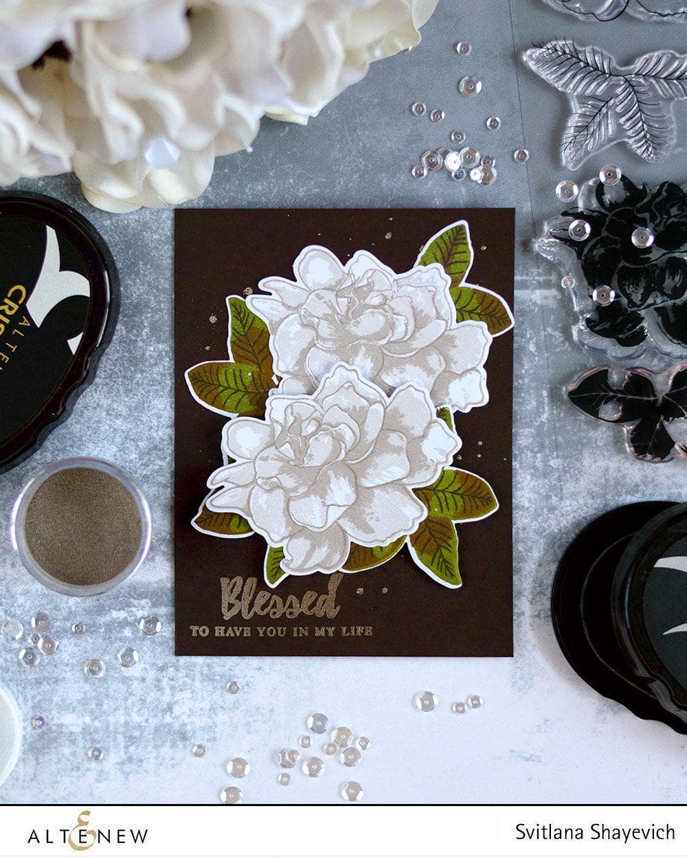 Altenew Build-A-Flower Set Build-A-Flower: Gardenia Layering Stamp & Die Set