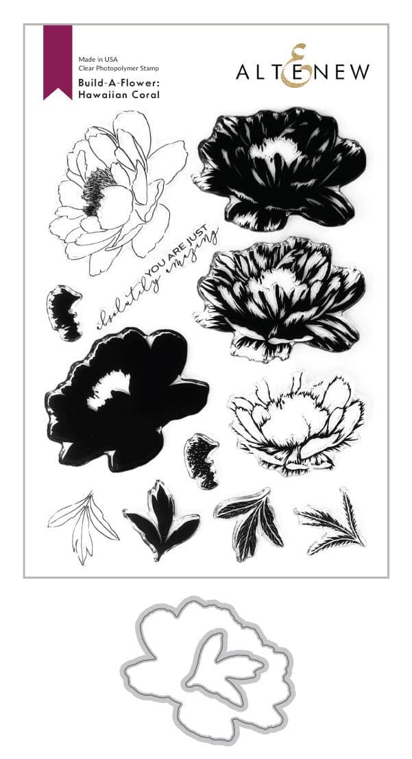 Altenew Build-A-Flower Set Build-A-Flower: Hawaiian Coral Layering Stamp & Die Set