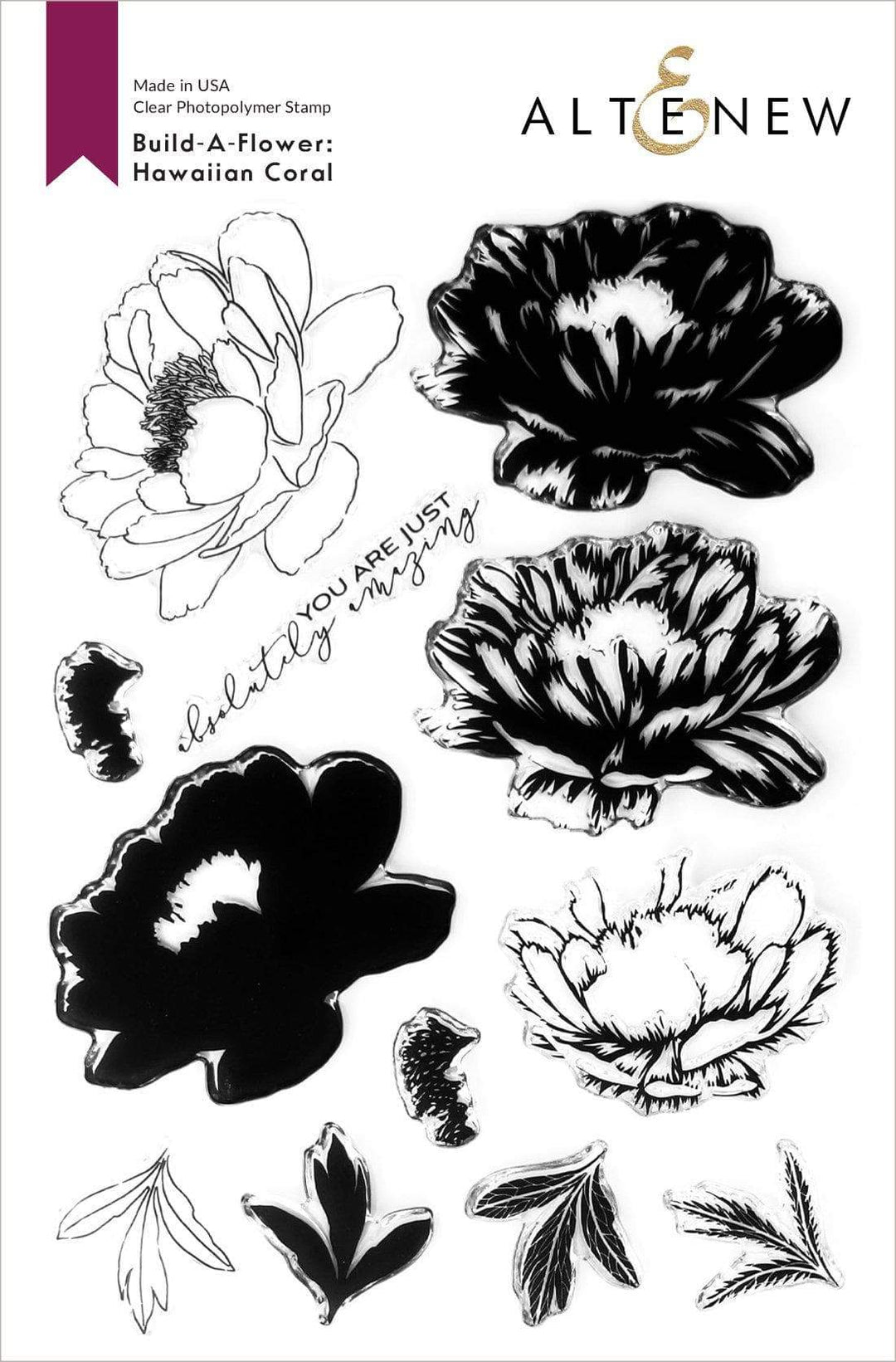 Altenew Build-A-Flower Set Build-A-Flower: Hawaiian Coral Layering Stamp & Die Set