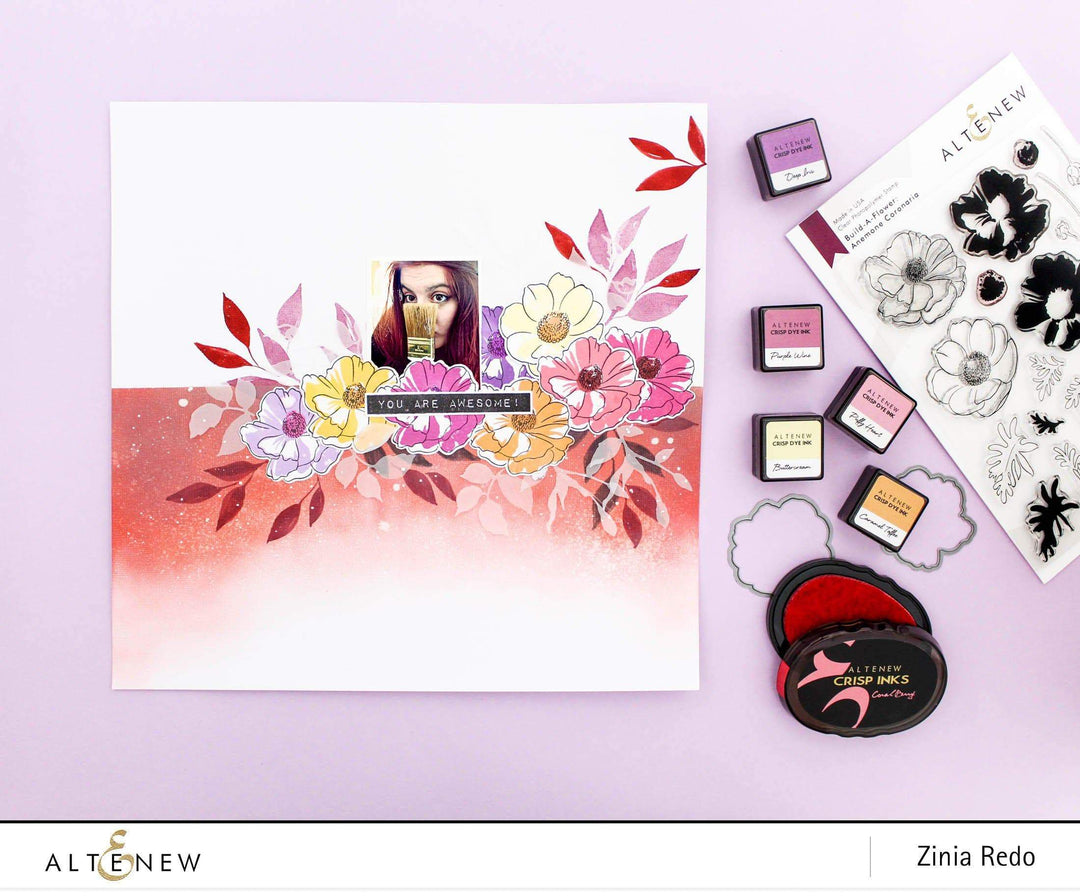 Altenew Build-A-Flower Set Build-A-Flower: Anemone Coronaria Layering Stamp & Die Set & Ink Bundle