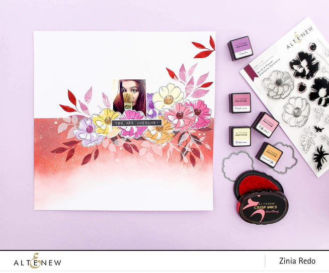 Altenew Build-A-Flower Set Build-A-Flower: Anemone Coronaria Layering Stamp & Die Set & Ink Bundle