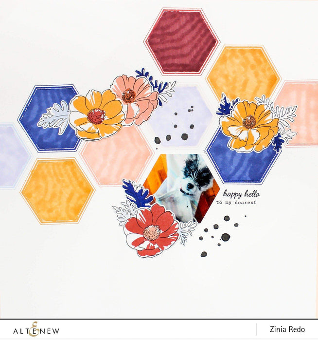 Altenew Build-A-Flower Set Build-A-Flower: Anemone Coronaria Layering Stamp & Die Set & Ink Bundle
