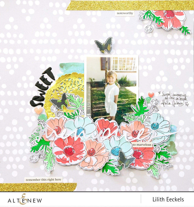 Altenew Build-A-Flower Set Build-A-Flower: Anemone Coronaria Layering Stamp & Die Set & Ink Bundle