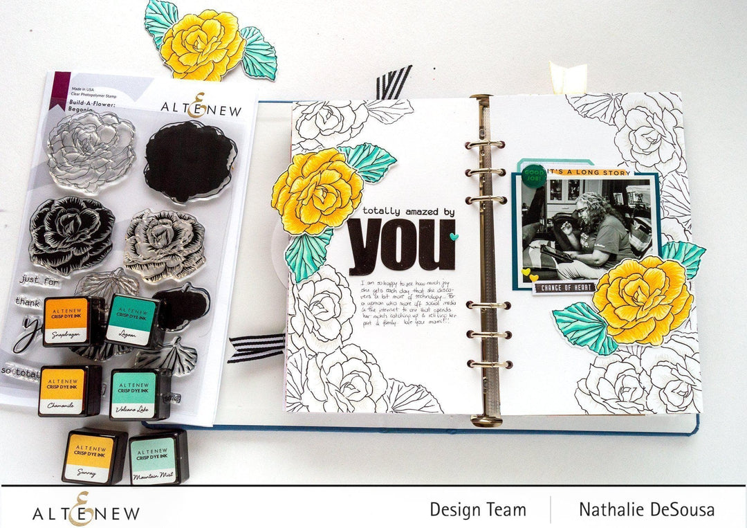 Altenew Build-A-Flower Set Build-A-Flower: Begonia Layering Stamp & Die Set & Ink Bundle