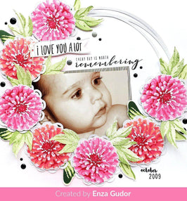 Altenew Build-A-Flower Set Build-A-Flower: Flourishing Zinnia Layering Stamp & Die Set & Ink Bundle