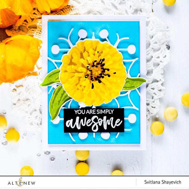 Altenew Build-A-Flower Set Build-A-Flower: Flourishing Zinnia Layering Stamp & Die Set & Ink Bundle