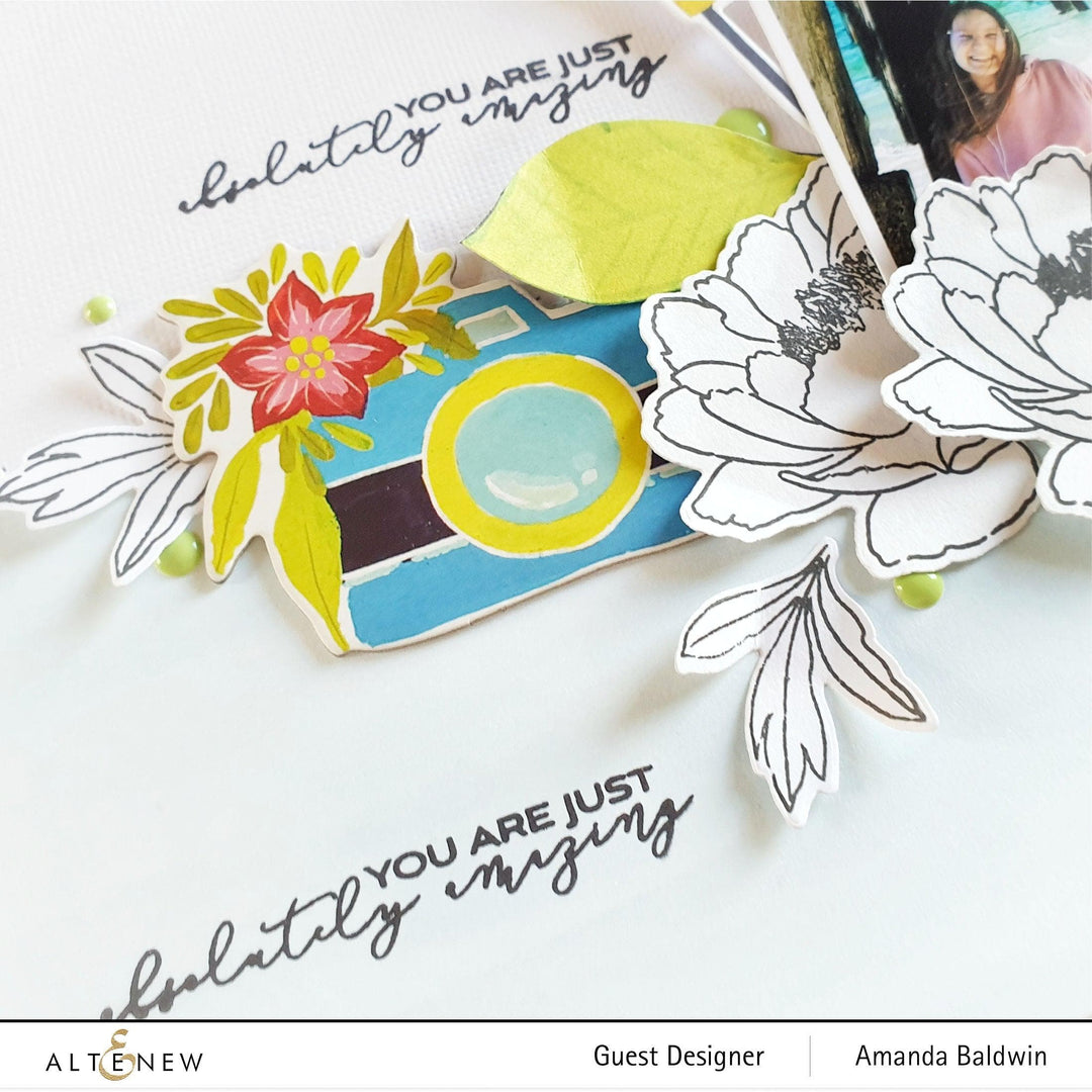 Altenew Build-A-Flower Set Build-A-Flower: Hawaiian Coral Layering Stamp & Die Set & Ink Bundle