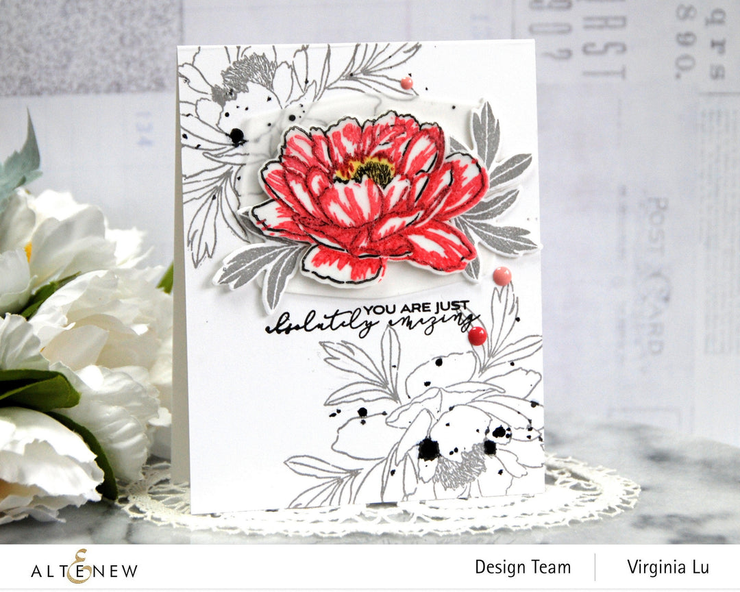 Altenew Build-A-Flower Set Build-A-Flower: Hawaiian Coral Layering Stamp & Die Set & Ink Bundle