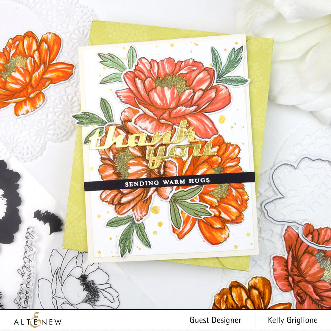 Altenew Build-A-Flower Set Build-A-Flower: Hawaiian Coral Layering Stamp & Die Set & Ink Bundle