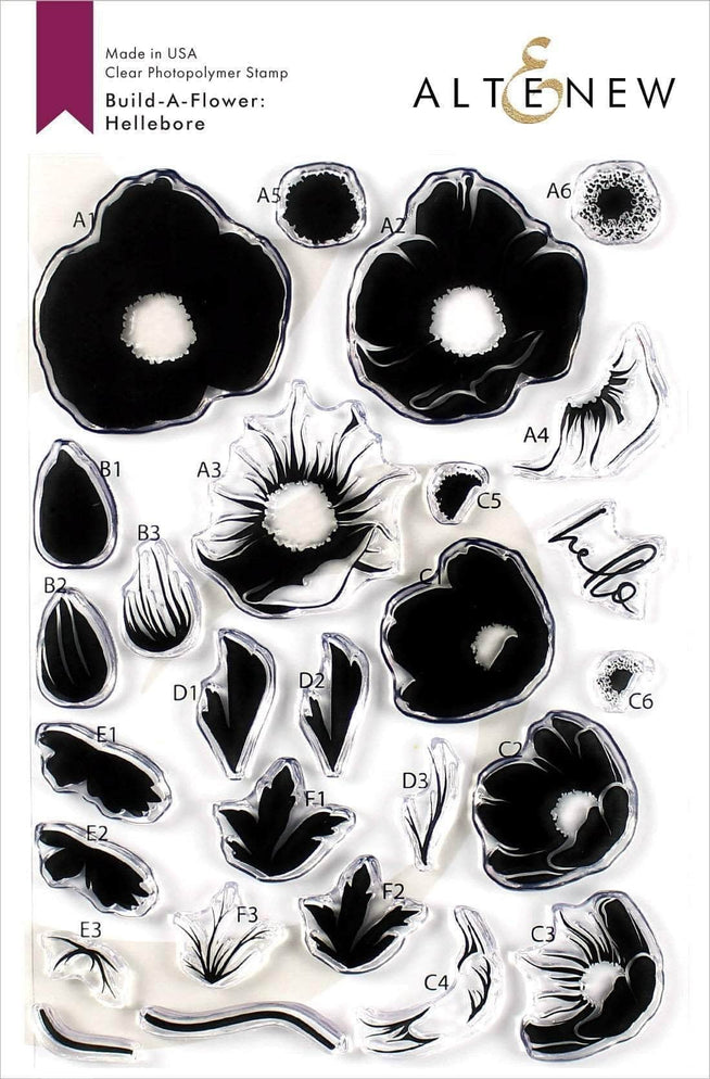 Altenew Build-A-Flower Set Z - Build-A-Flower: Hellebore Layering Stamp & Die Set & Ink Bundle