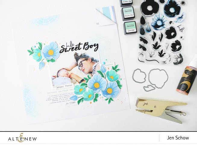 Altenew Build-A-Flower Set Z - Build-A-Flower: Hellebore Layering Stamp & Die Set & Ink Bundle