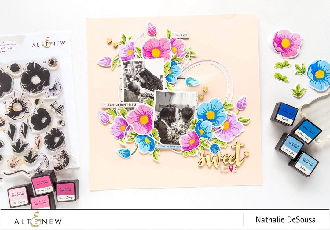 Altenew Build-A-Flower Set Z - Build-A-Flower: Hellebore Layering Stamp & Die Set & Ink Bundle