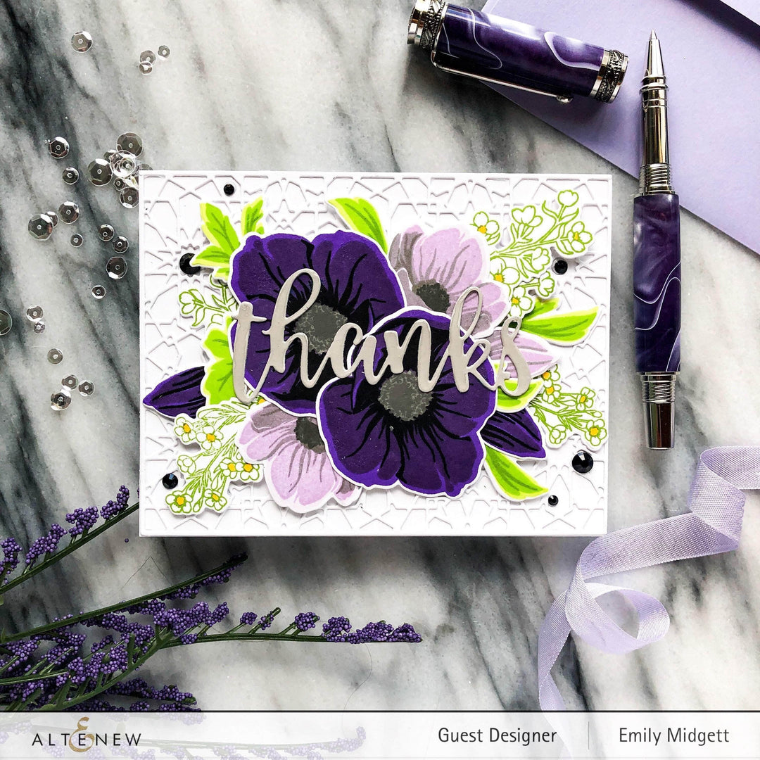Altenew Build-A-Flower Set Z - Build-A-Flower: Hellebore Layering Stamp & Die Set & Ink Bundle