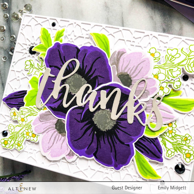Altenew Build-A-Flower Set Z - Build-A-Flower: Hellebore Layering Stamp & Die Set & Ink Bundle