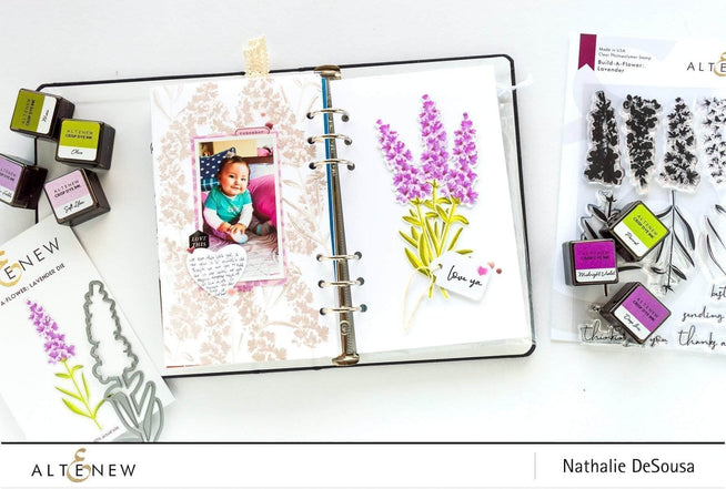 Altenew Build-A-Flower Set Build-A-Flower: Lavender Layering Stamp & Die Set & Ink Bundle