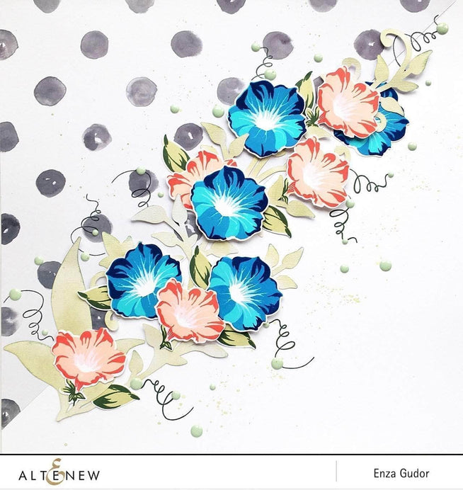 Altenew Build-A-Flower Set Z - Build-A-Flower: Morning Glory Layering Stamp & Die Set & Ink Bundle