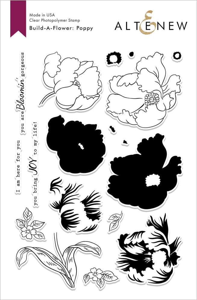 Altenew Build-A-Flower Set Build-A-Flower: Poppy Layering Stamp & Die Set & Ink Bundle