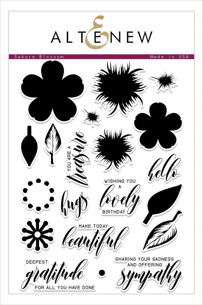 Altenew Build-A-Flower Set Build-A-Flower: Sakura Blossom Layering Stamp & Die Set & Ink Bundle